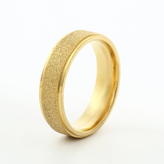 Wholesale Gold Titanium Steel Frosted Ring JDC-RS-ZhongQ004