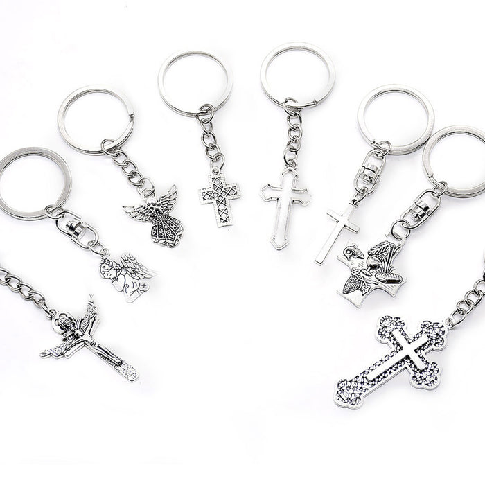 Wholesale Metal Angel Cross Keychain JDC-KC-BYou004