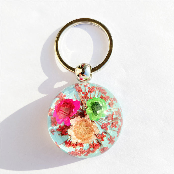 Wholesale Random Resin Amber Dried Flower Keychain MOQ≥12 JDC-KC-AWei002