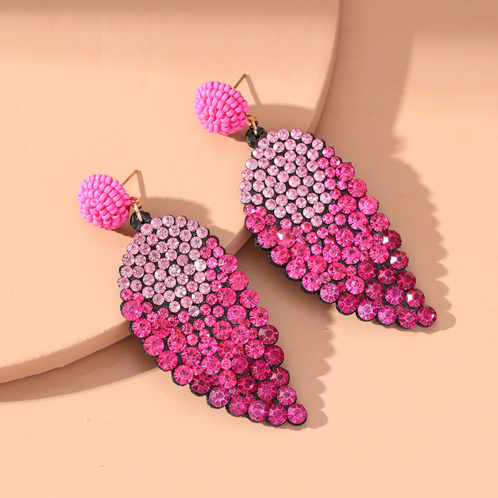 Wholesale Earrings Alloy Crystal Full Diamond Leaves JDC-ES-GuTe022