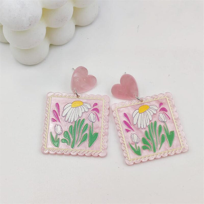 Jewelry WholesaleWholesale S925 Silver Needle Fruit Cherry Blossom Rose Acrylic Love Earrings JDC-ES-FX004 Earrings 繁瑆 %variant_option1% %variant_option2% %variant_option3%  Factory Price JoyasDeChina Joyas De China