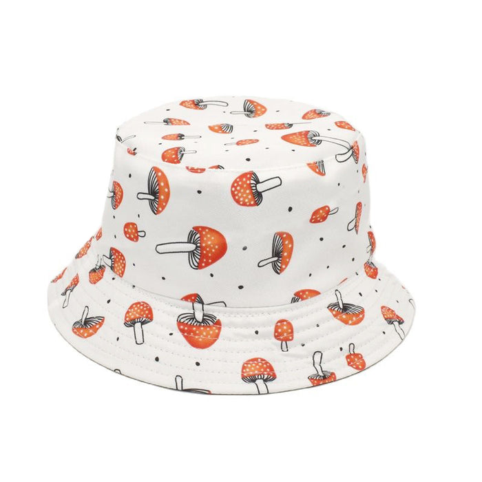 Wholesale hat fabric mushroom print fisherman hat spring summer outdoor sun protection MOQ≥2 JDC-FH-ShunMa003