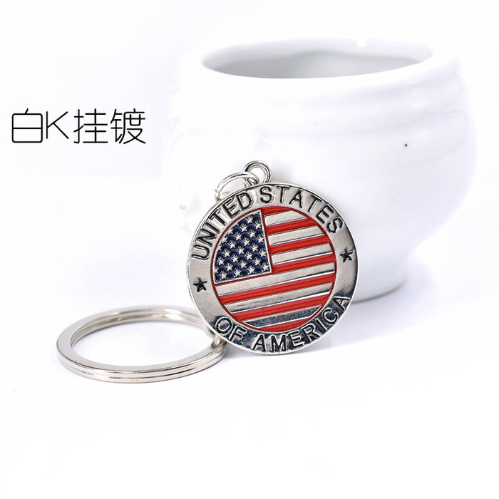 Wholesale 4th of July Alloy Independence Day Flag Letter Keychain MOQ≥2 JDC-KC-TGuo002