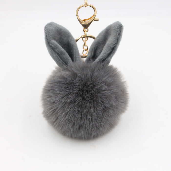 Wholesale Rabbit Ears Fur Ball Plush Keychain Hanging JDC-KC-ZuGe080