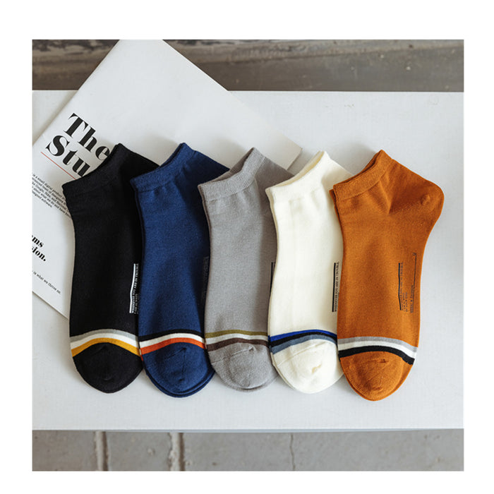 Wholesale simple socks toe pinstripe comfortable breathable men's boat cotton socks JDC-SK-JXin010