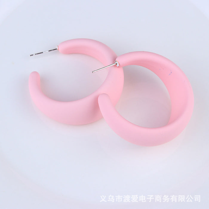 Wholesale Geometric Candy Color Exaggerated Drop Earrings Acrylic Earrings MOQ≥2 JDC-ES-DUAI001