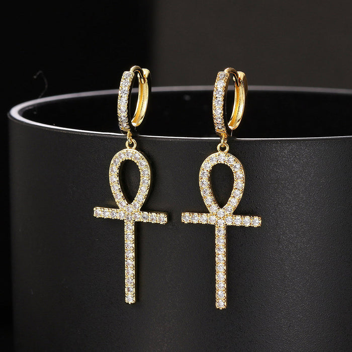 Wholesale Hip Hop Anzi Frame Full Zirconium Earrings JDC-ES-ZY009