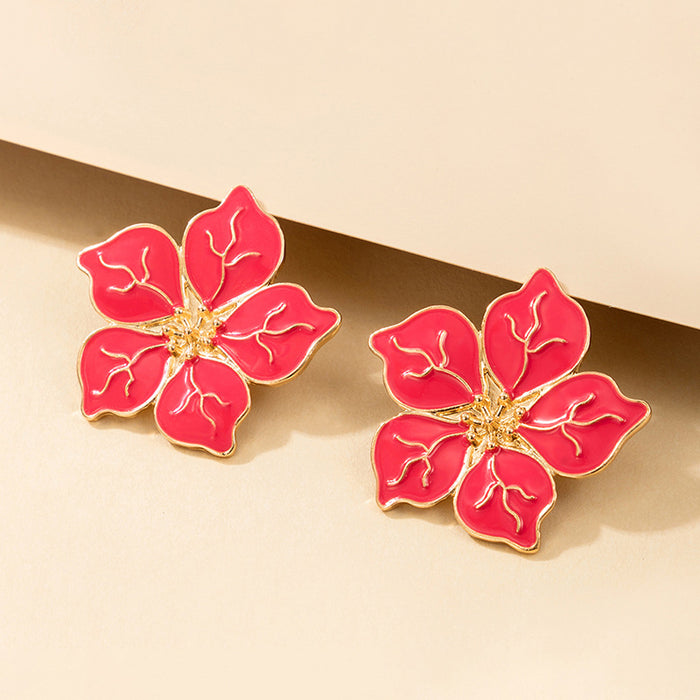 Wholesale earrings alloy dripping oil flowers MQO≥2 JDC-ES-lingg016