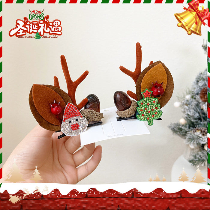 Wholesale Hair Clips Resin Fabric Plush Elk Antlers Child Cartoon Cute Christmas JDC-HC-WangFeng008