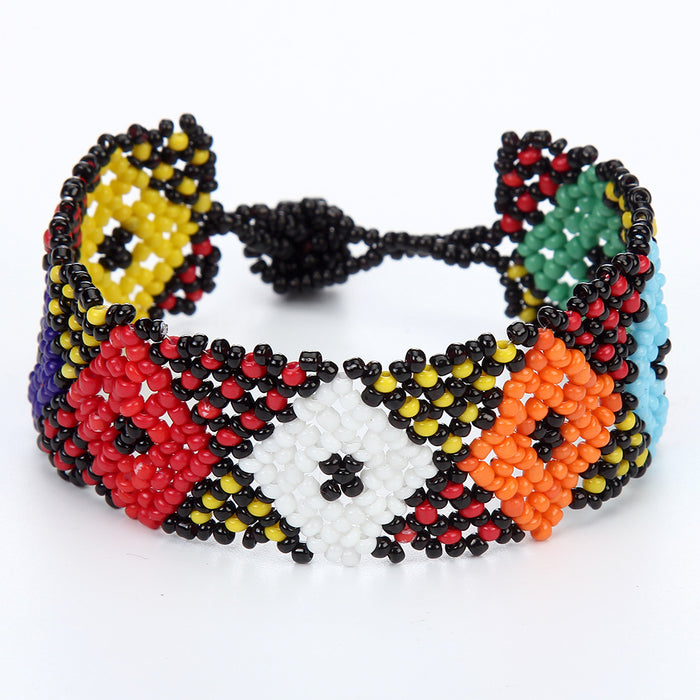 Wholesale rice bead mixed color  hand woven ethnic style bracelet JDC-BT-ZheQ019