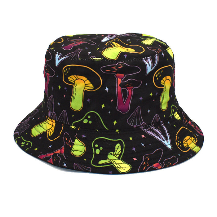 Wholesale hat fabric colorful mushroom pattern fisherman hat casual sunshade MOQ≥2 JDC-FH-ShunMa005