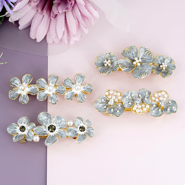 Wholesale Hair Clips Alloy Drop Oil Pearl Chinese Style Spring Clip MOQ≥2 JDC-HC-HG017