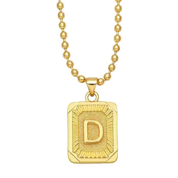 Wholesale Fashion Versatile 26 English Alphabet Necklaces Plated 18K Gold Square Letters JDC-NE-AS586