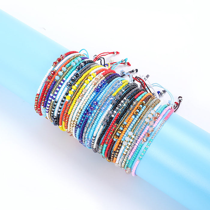 Jewelry WholesaleWholesale Colorful Woven Rice Beads Crystal Beaded Bracelet Multilayer Adjustable JDC-BT-ZengZ006 Bracelet 曾珠 %variant_option1% %variant_option2% %variant_option3%  Factory Price JoyasDeChina Joyas De China