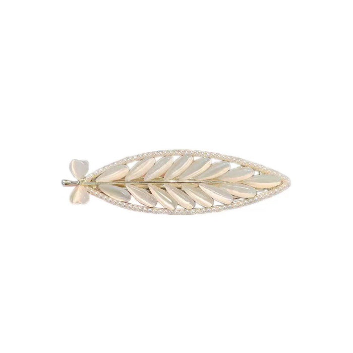 Wholesale Hair Clip Leaves Opal Pearl Metal JDC-HC-KeZi014