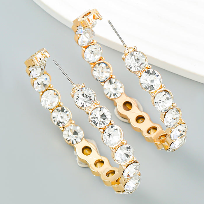 Wholesale Earrings Alloy Rhinestone Earrings Round JDC-ES-JL1042