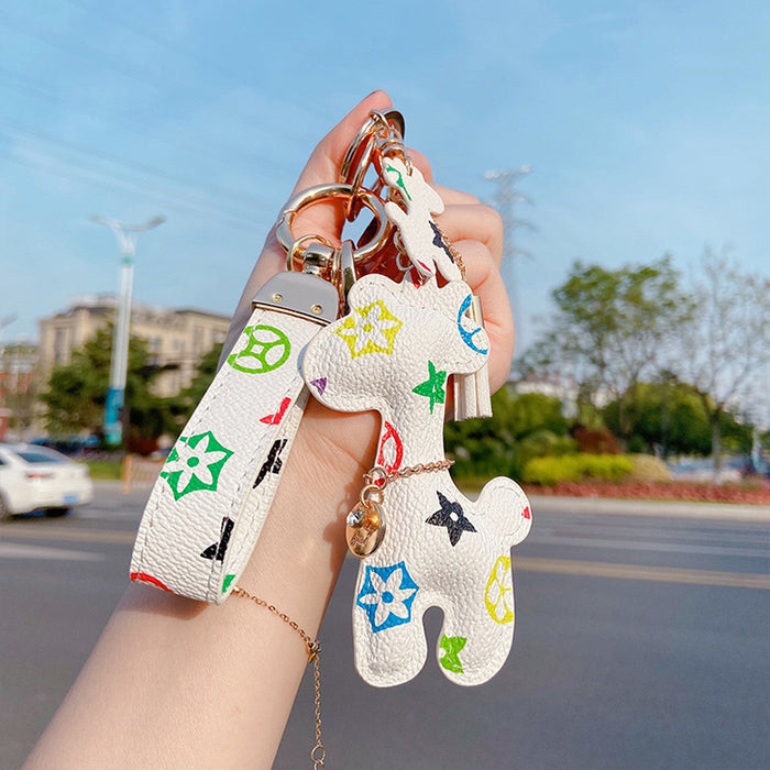 Jewelry WholesaleWholesale flower giraffe PU leather keychain JDC-KC-STian001 Keychains 烁天 %variant_option1% %variant_option2% %variant_option3%  Factory Price JoyasDeChina Joyas De China