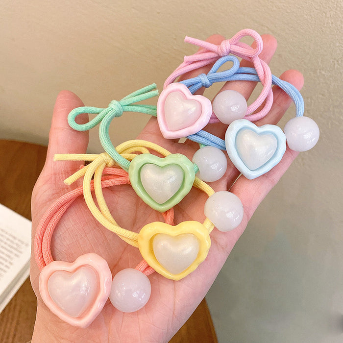 Wholesale Pearl Heart Shape Resin Hair Scrunchies MOQ≥5 JDC-HS-HuiDi009