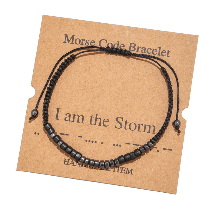 Jewelry WholesaleWholesale Morse Code Black Iron Stone Beaded Braided Bracelet JDC-BT-ZhuJ002 Bracelet 诛积 %variant_option1% %variant_option2% %variant_option3%  Factory Price JoyasDeChina Joyas De China