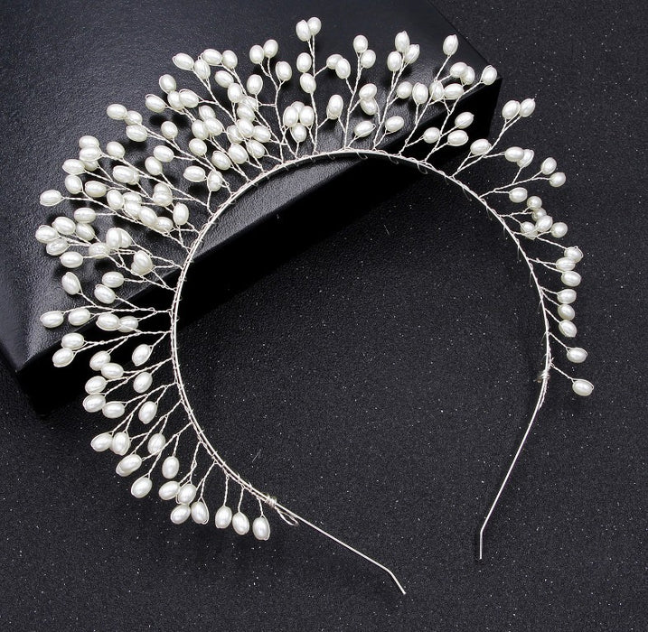 Wholesale Pearl Erection Crown Handmade Bridesmaid Crown MOQ≥2 JDC-HD-DengH005