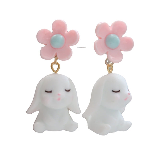 Wholesale 925 Silver Needle Cute Eating Radish Rabbit Resin Earrings JDC-ES-XNWE007