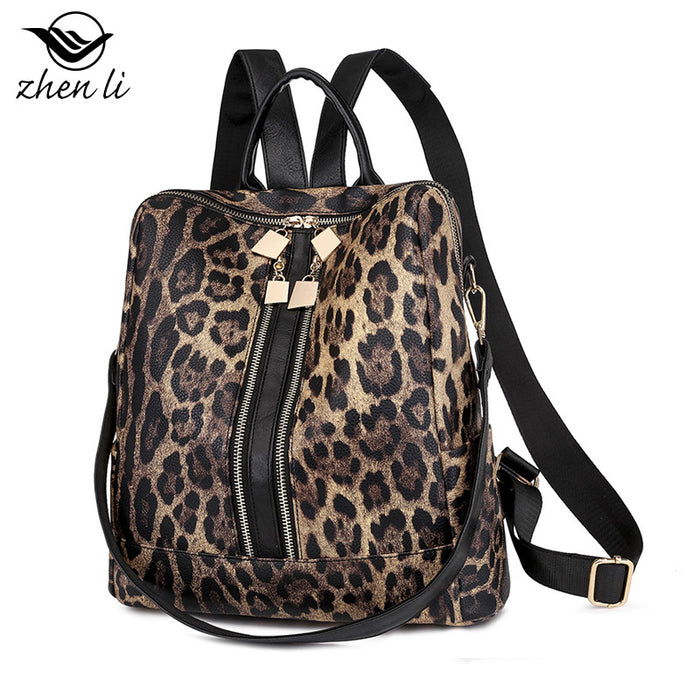 Wholesale Backpack PU Leopard Cow Pattern Bag JDC-BP-ZLD001