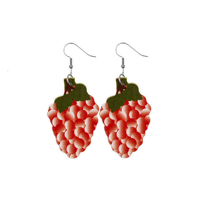 Jewelry WholesaleWholesale Hawaiian Fruit Pineapple Watermelon Lemon Cherry PU Leather Earrings MOQ≥2 JDC-ES-Chengy015 Earrings Chengy %variant_option1% %variant_option2% %variant_option3%  Factory Price JoyasDeChina Joyas De China