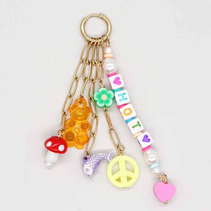 Jewelry WholesaleWholesale Boho Resin Acrylic Imitation Pearl Beaded Rainbow Smiley Keychain JDC-KC-Yuxz004 Keychains 煜星珠 %variant_option1% %variant_option2% %variant_option3%  Factory Price JoyasDeChina Joyas De China