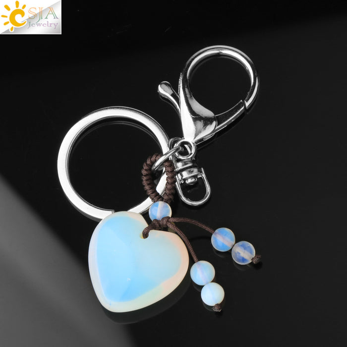 Wholesale Heart Shaped Turquoise Opal Crystal Keychain JDC-KC-HS002