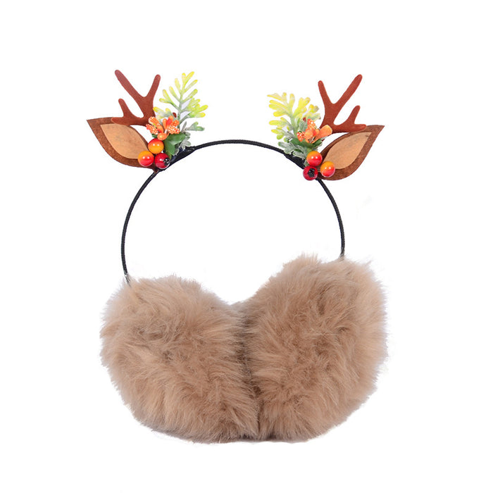 Wholesale Earmuffs Plush Warm Christmas Antler Berry JDC-EF-QingH002