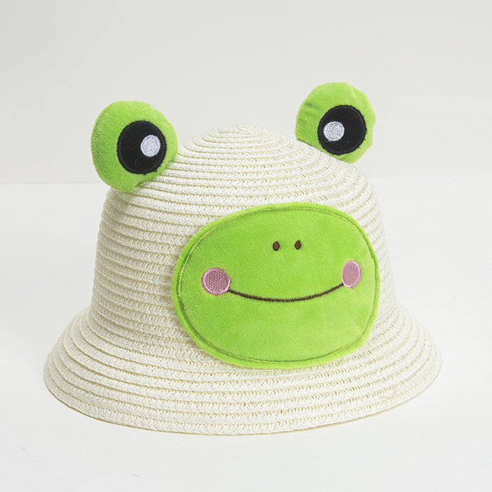 Wholesale Children's Straw Hat Papyrus Frog Sunshade Hat JDC-SH-ZYuan005