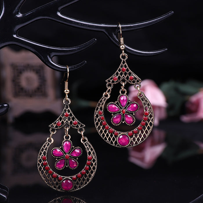 Wholesale Earrings Alloy Vintage Hollow Small Flowers MOQ≥2 JDC-ES-Daiq048