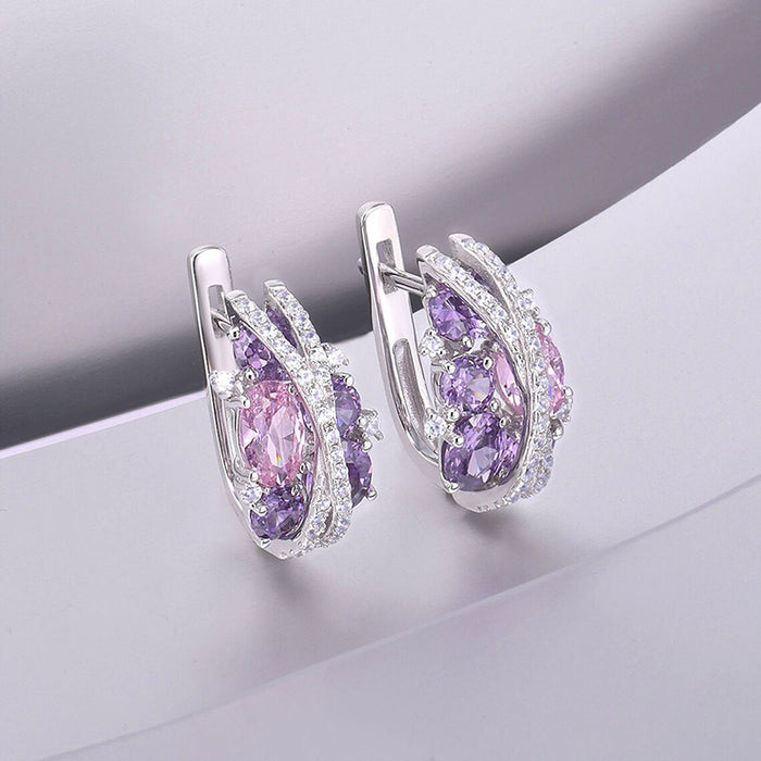 Wholesale Alloy Double X Shaped Hollow Zircon Earrings MOQ≥2 JDC-ES-LongR005