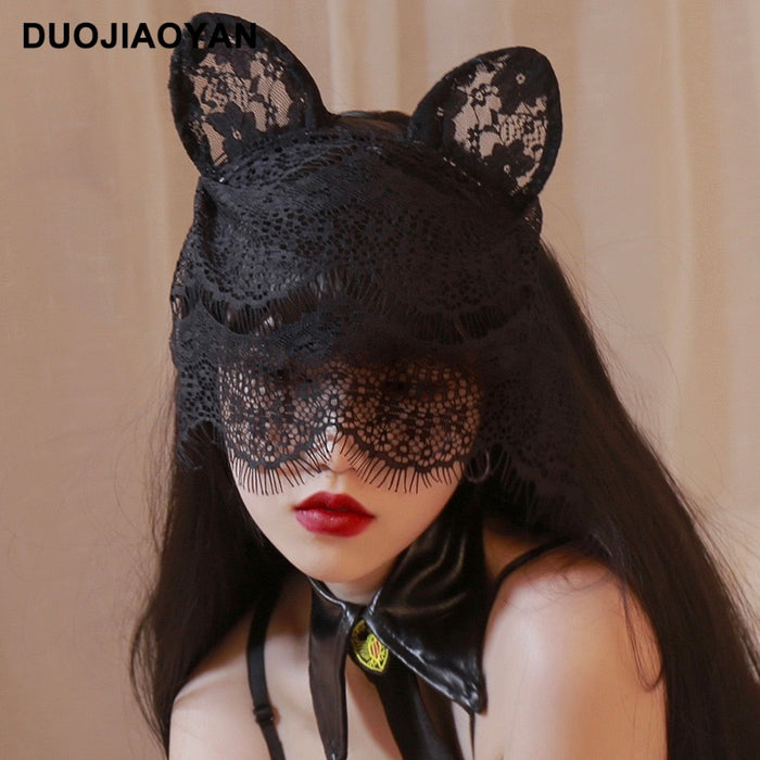 Jewelry WholesaleWholesale lace lace with veil cat and rabbit ears headband MOQ≥3 JDC-HD-Jiaoy009 Headband 多娇艳 %variant_option1% %variant_option2% %variant_option3%  Factory Price JoyasDeChina Joyas De China