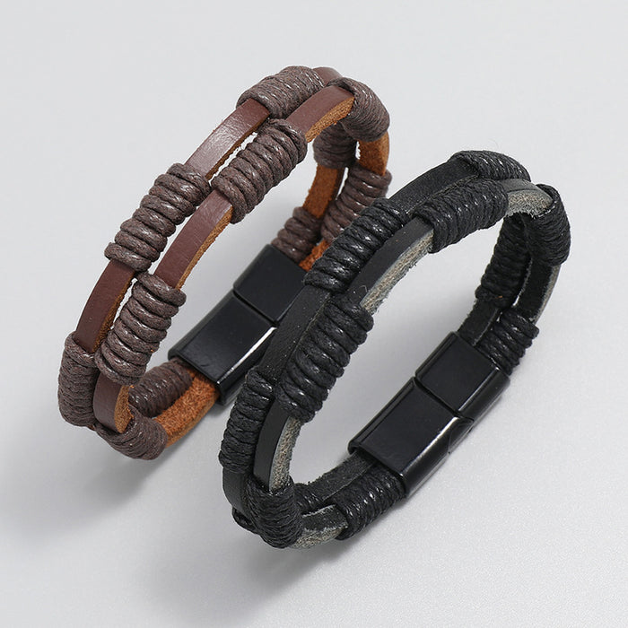 Jewelry WholesaleWholesale Simple Handwoven Vintage Leather Bracelet JDC-BT-PK022 Bracelet 庞克 %variant_option1% %variant_option2% %variant_option3%  Factory Price JoyasDeChina Joyas De China