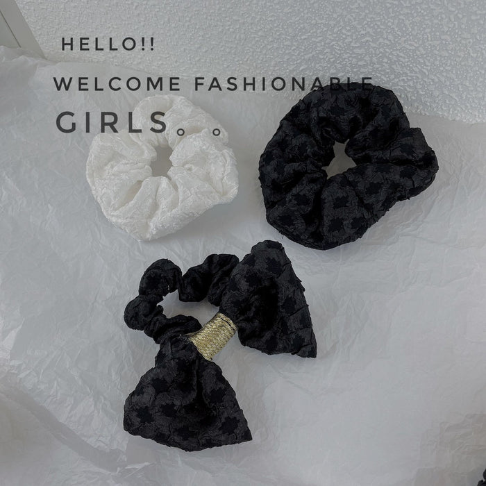 Wholesale diamond headband hair ring black and white bow large intestine ring fabric (F) JDC-HD-Lyuan002