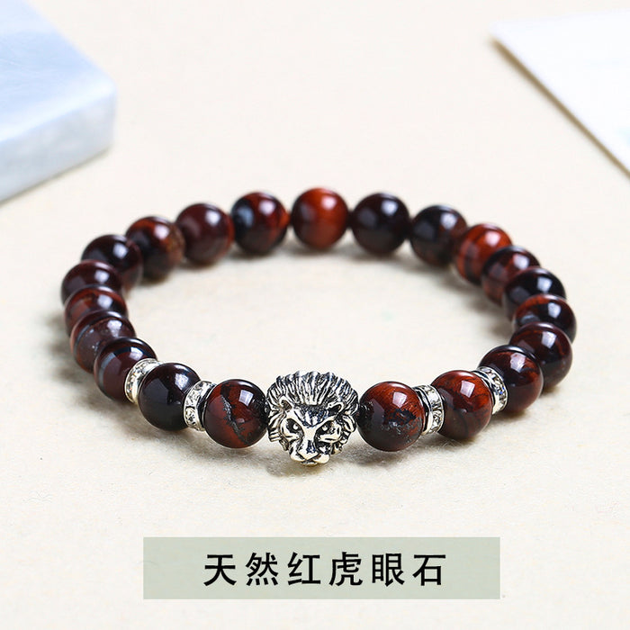 Wholesale Silver Lion Head Crystal Bracelet MOQ≥2 JDC-BT-JingD003