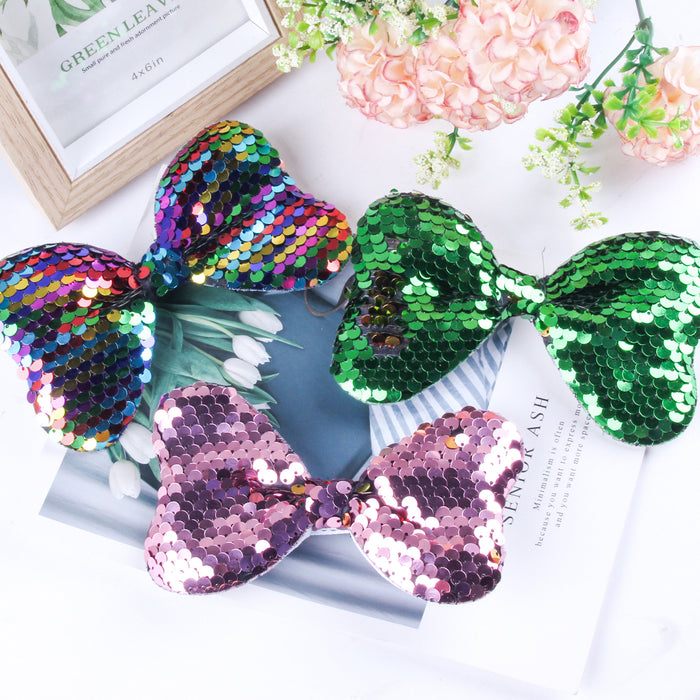 Wholesale Hair Clips Sequin PU Sponge Bow Knot Kids JDC-HC-oumei005