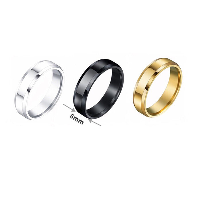 Wholesale Glossy Stainless Steel Ring Tricolor Double Beveled Edge Titanium Steel JDC-RS-XinG001