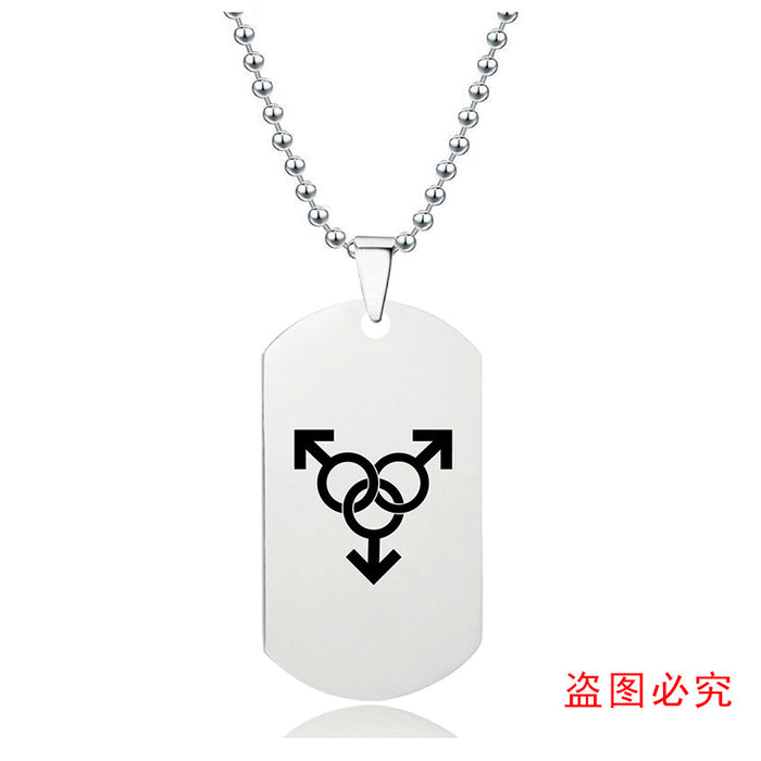 Wholesale LGBT Gay Story Small Gift Lettering Titanium Steel Necklace JDC-NE-GangG006