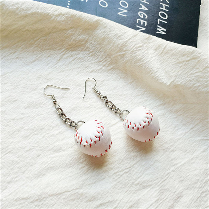 Wholesale Earrings Sports Baseball Asymmetric MOQ≥2 JDC-ES-DYCh003