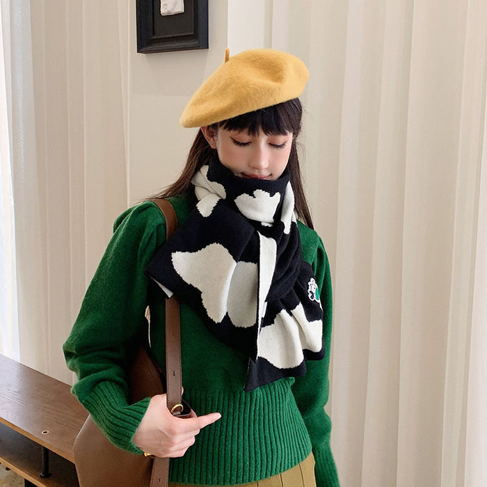 Wholesale Scarf Wool Knit Winter Thickened Warm Cow Spots JDC-SF-SCM001