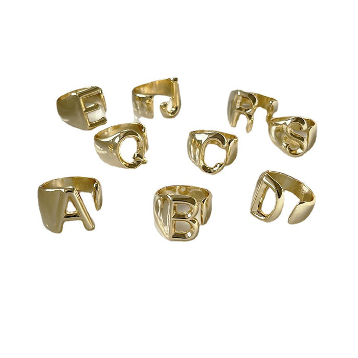 Jewelry WholesaleWholesale Letter Copper Gold Plated Adjustable Ring JDC-RS-XinH004 Rings 新恒 %variant_option1% %variant_option2% %variant_option3%  Factory Price JoyasDeChina Joyas De China