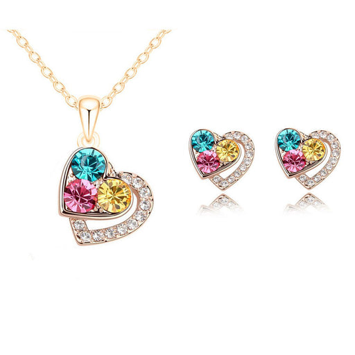 Jewelry WholesaleWholesale Set Color Full Diamond Heart Pendant Necklace For Women JDC-NE-JYS001 necklaces 静夜思 %variant_option1% %variant_option2% %variant_option3%  Factory Price JoyasDeChina Joyas De China