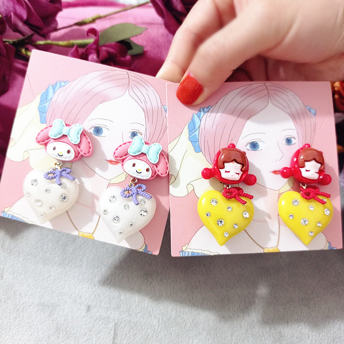 Wholesale Earrings Resin Cute Cartoon Rhinestone Love (S) JDC-ES-Xingj021