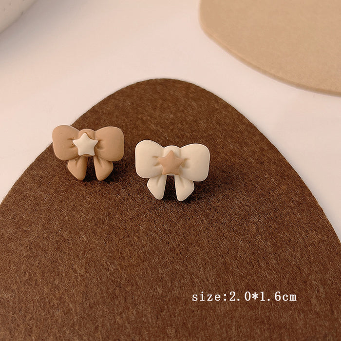 Jewelry WholesaleWholesale 925 Silver Needle Milk Coffee Color Cartoon Bear and Rabbit Earrings JDC-ES-HanXi001 Earrings 涵熙 %variant_option1% %variant_option2% %variant_option3%  Factory Price JoyasDeChina Joyas De China