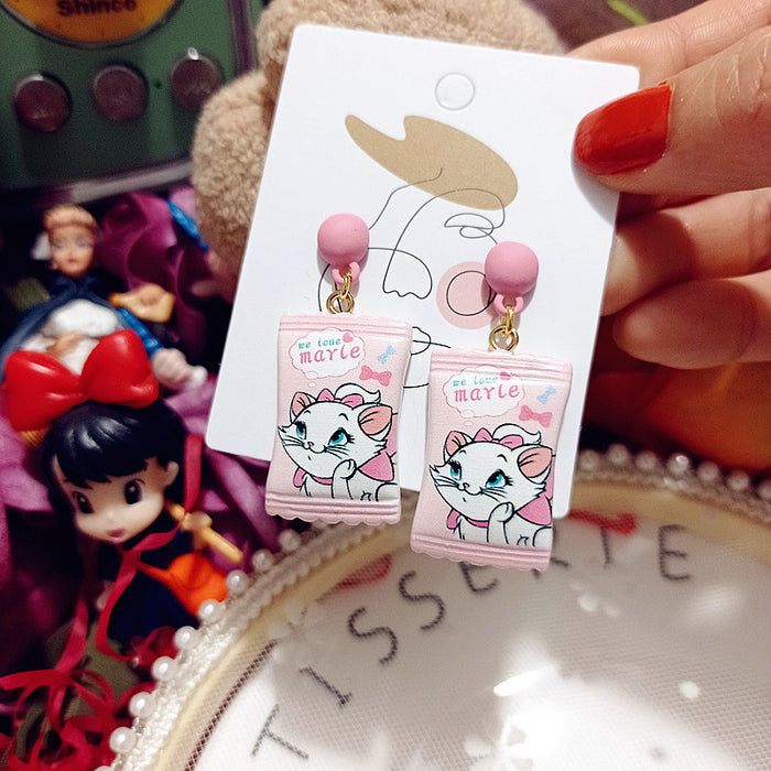 Wholesale Mini Simulation Candy Silver Earrings Cartoon JDC-ES-XingJ010