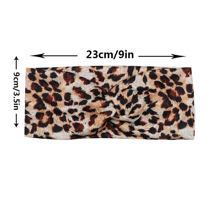 Wholesale Headband Fabric Leopard Print Cross Yoga Running Fitness MOQ≥2 JDC-HD-FanM003