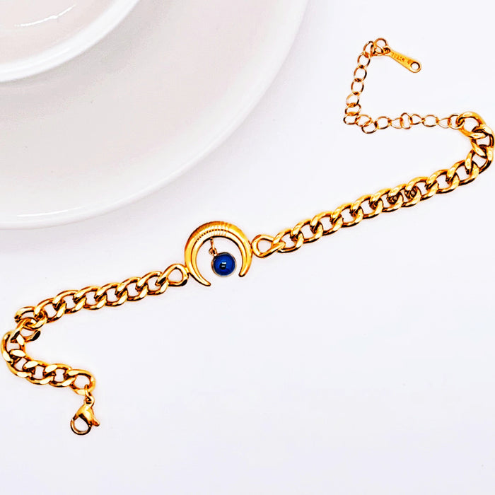 Wholesale Bracelet Titanium Steel Simple Eyes Moon Pendant JDC-BT-DingP013