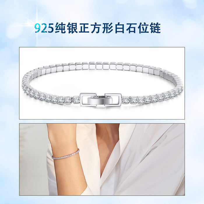 Jewelry WholesaleWholesale S925 Sterling Silver Bracelet inlaid square tennis chain JDC-BT-ShangD004 Bracelet 尚达 %variant_option1% %variant_option2% %variant_option3%  Factory Price JoyasDeChina Joyas De China